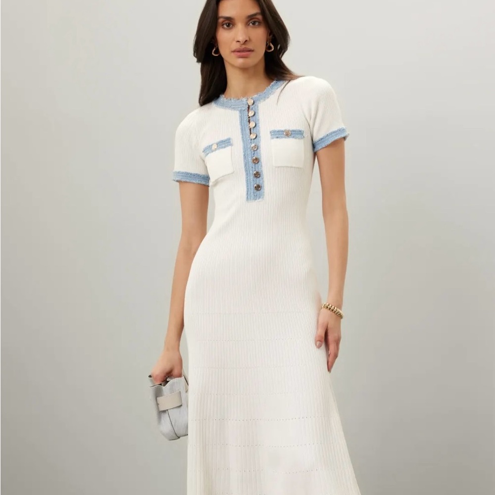 Sandro White Sheath Maxi Dress with Mandarin Collar BRAND NEW